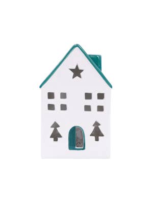 Christmas Blue Light Up Ceramic House