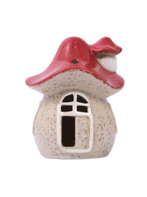 Whimsical Garden Ceramic Mallow Mushroom Light Up House