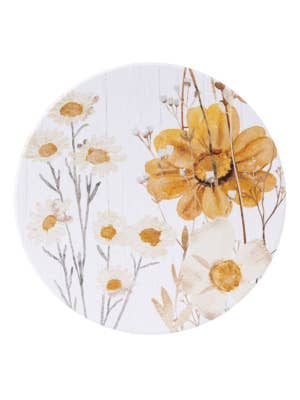 Rustic Meadow Wood Floral Ceramic Coaster