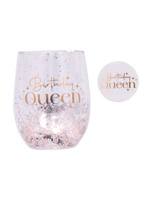 Celebration Birthday Glitter Stemless Glass & Badge Set