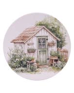 Whimsical Garden Cottage Ceramic Coaster