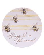 Whimsical Garden Bee In The Moment Ceramic Coaster